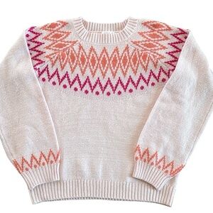GIRLS FAIR ISLE LONG SLEEVED SWEATER PINK SIZE XL